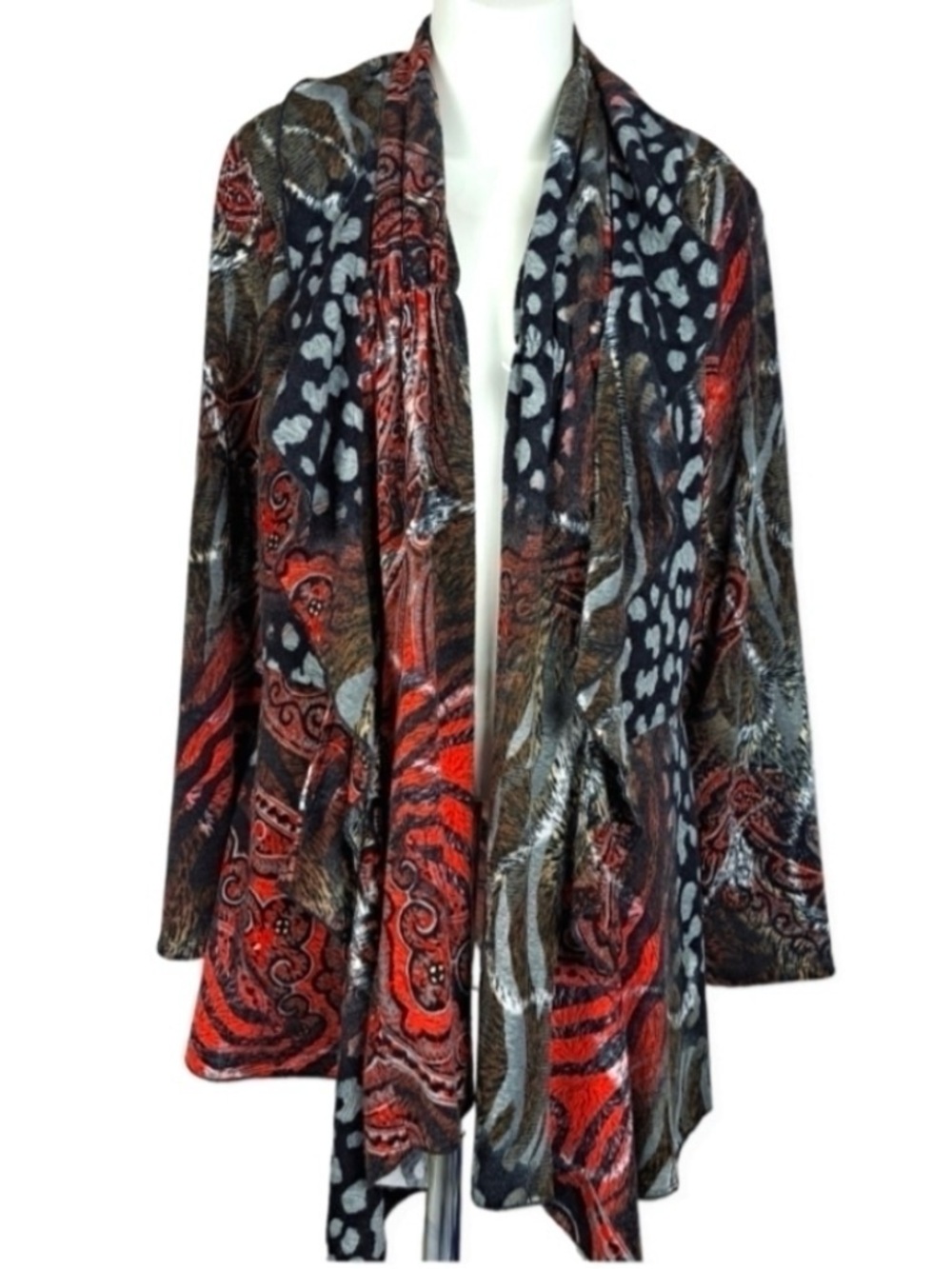 Frank Lyman Abstract Design Canadian Made Waterfall Cardigan – Size 12 - Picture 2 of 9